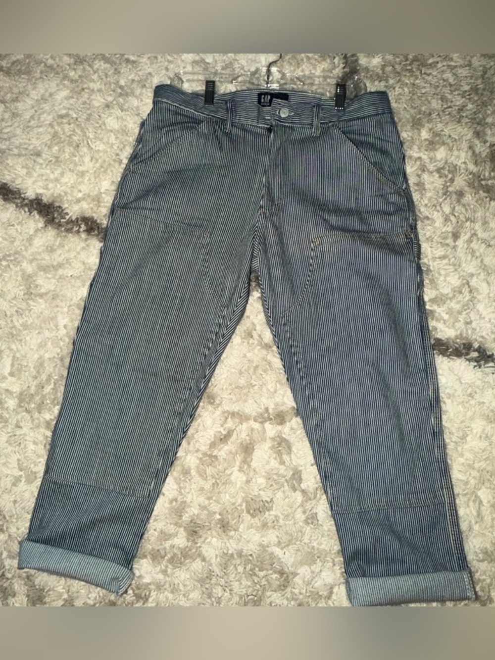 GAP Navy & White Pinstripe Cropped Pants